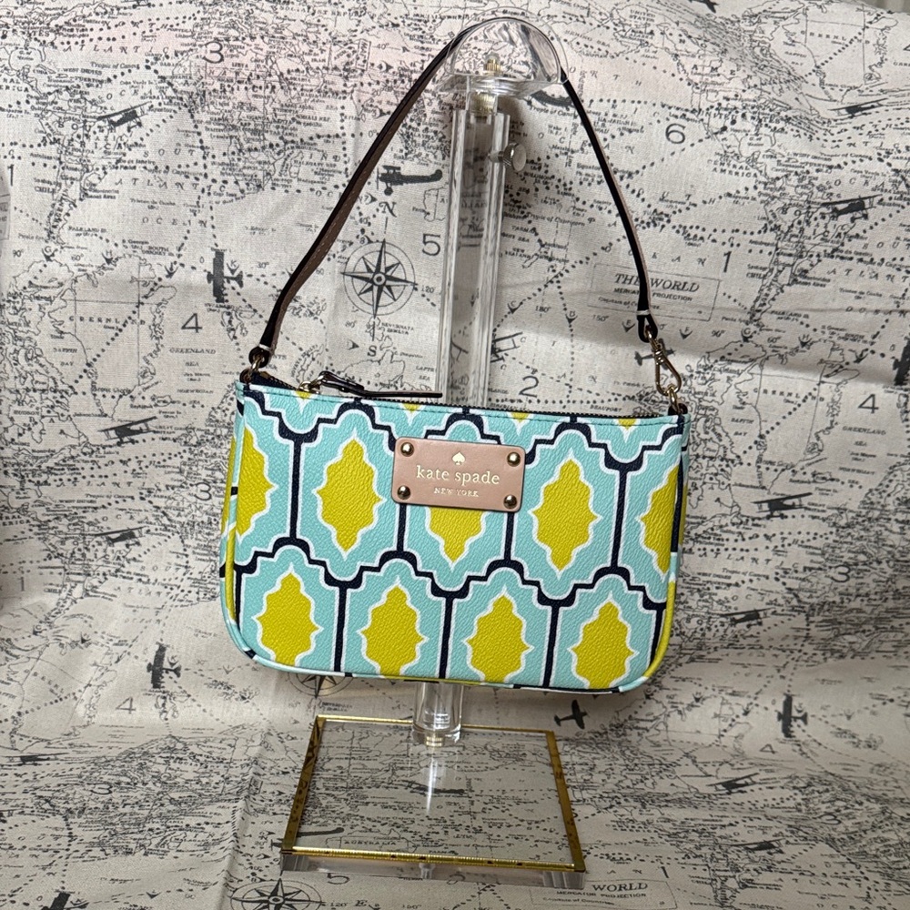 Kate Spade Blue and Yellow Patterned Shoulder Bag